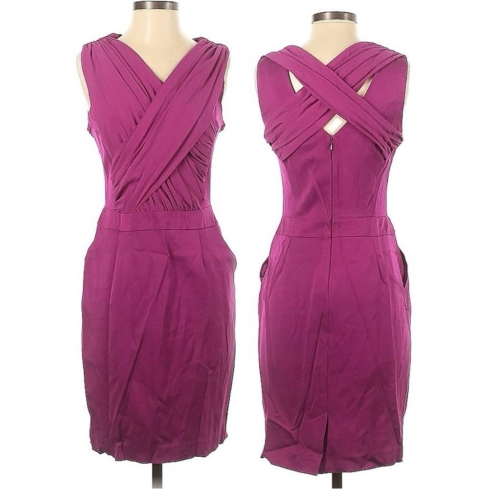 Reiss | Harmony Ruched Pocket Sleeveless Dress Pink Purple Size 4 - Picture 1 of 10